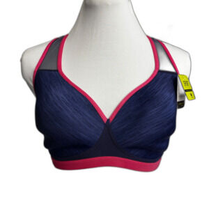 Wacoal SPORT Racerback Sports Bra 34DD Soft Cup Blue Heather Pink NWT